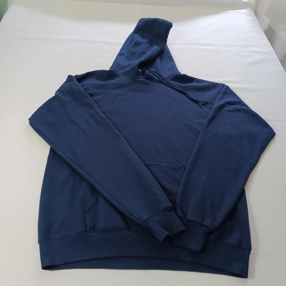 Hanes EcoSmart Men's Blue Cotton Blend Drawstring Pullover Hooded Sweatshirt L